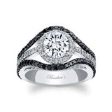 Halo Black Diamond Accent Moissanite Ring