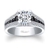3 Row Pave Black Diamond Accent Moissanite Ring