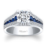 3 Row Pave Blue Sapphire Accent Moissanite Ring