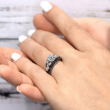 Vintage Marquise Black Diamond Accent Moissanite Bridal Set