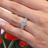 Halo Moissanite Wedding Set