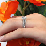 Halo Moissanite Wedding Set
