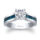 Round And Princess Cut Blue Diamond Accent Ring