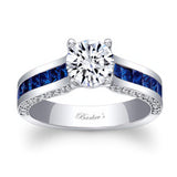 Round And Princess Cut Moissanite Ring With Blue Sapphires