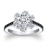 Ribbon Black Diamond Accent Moissanite Ring