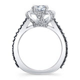 Ribbon Black Diamond Accent Moissanite Ring