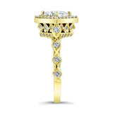 Vintage Princess Cut Halo Ring