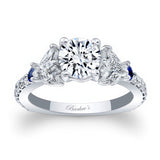 Marquise And Round Blue Sapphire Accent Moissanite Engagement Ring
