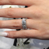 Marquise And Round Moissanite Ring Set With 2 Bands