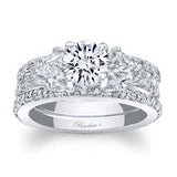 Marquise And Round Moissanite Ring Set With 2 Bands