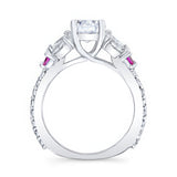 Marquise And Round Pink Sapphire Accent Moissanite Ring Set