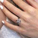 2 Carat Moissanite Halo Black Diamond Accent Ring