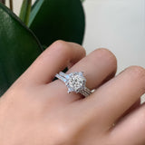2 Carat Moissanite Halo Diamond Bridal Set