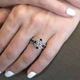 2 Carat Moissanite Halo Black Diamond Accent Set With 2 Bands