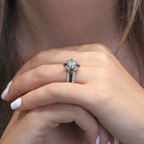2 Carat Moissanite Halo Black Diamond Accent Set With 2 Bands