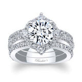 2 Carat Moissanite Halo Diamond Set With 2 Bands