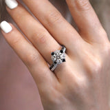 2 Carat Moissanite Halo Black Diamond Accent Bridal Set