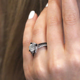 2 Carat Moissanite Halo Black Diamond Accent Bridal Set