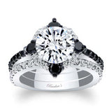 2 Carat Moissanite Halo Black Diamond Accent Bridal Set