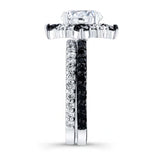 2 Carat Moissanite Halo Black Diamond Accent Bridal Set