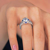 2 Carat Moissanite Halo Sapphire And Diamond Bridal Set