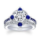 2 Carat Moissanite Halo Sapphire And Diamond Bridal Set