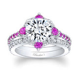 2 Carat Moissanite Halo Pink Sapphire And Diamond Bridal Set