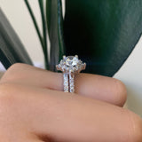 2 Carat Moissanite Halo Diamond Bridal Set