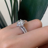 2 Carat Moissanite Halo Diamond Bridal Set
