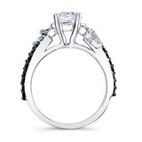 Round Moissanite Black Diamond Accent Ring