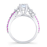 Round Pink Sapphire Accent Ring