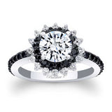 Black Diamond Accent Moissanite Sunflower Ring