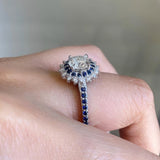 Blue Sapphire Accent Sunflower Ring