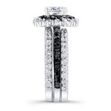 Moissanite Black Diamond Accent Sunflower Bridal Set With 2 Bands