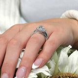 Moissanite Sunflower Bridal Set With 2 Bands