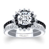 Moissanite Black Diamond Accent Sunflower Bridal Set