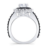 Moissanite Black Diamond Accent Sunflower Bridal Set