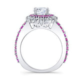Moissanite Pink Sapphire Accent Sunflower Bridal Set