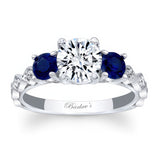 Vintage 3 Stone Blue Sapphire Accent Moissanite Ring