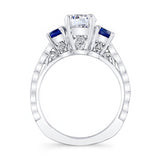 Vintage 3 Stone Blue Sapphire Accent Moissanite Ring