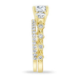 Vintage 3 Stone Moissanite Ring Set