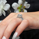 Cathedral Halo Moissanite Engagement Ring