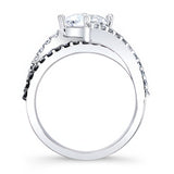 Black Diamond Accent Kite Set Engagement Ring