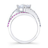 Pink Sapphire Accent Kite Set Engagement Ring