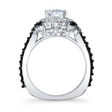 Black Diamond Accent Moissanite Cluster Ring