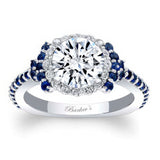Blue Sapphire Accent Moissanite Cluster Ring