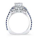 Blue Sapphire Accent Moissanite Cluster Ring