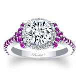 Pink Sapphire Accent Moissanite Cluster Ring