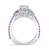 Pink Sapphire Accent Moissanite Cluster Ring