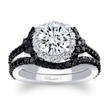 Black Diamond Accent Moissanite Cluster Wedding Ring Set